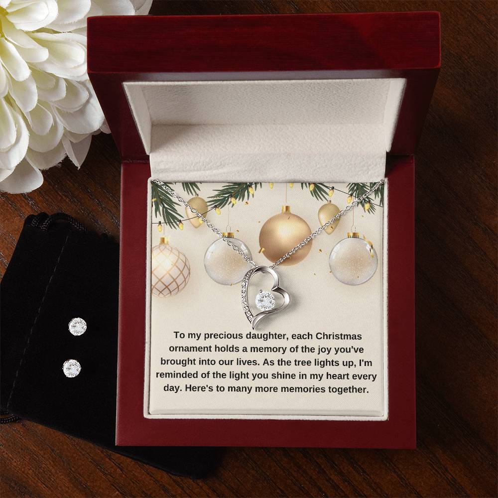 to my precious daughter-christmas forever love necklace with earrings bundle