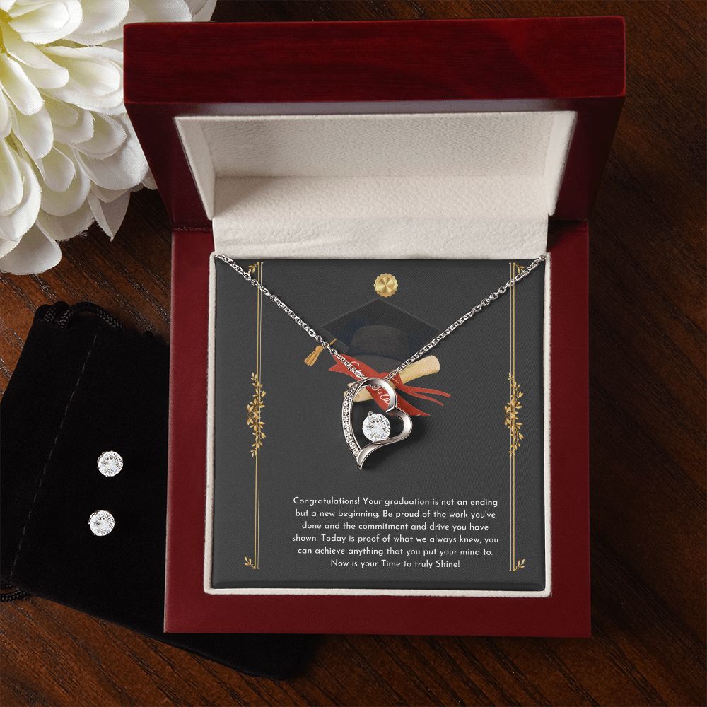 Black & gold modern Happy graduation Congratulations Card (1000 × 1000 px) forever love necklace with earrings bundle