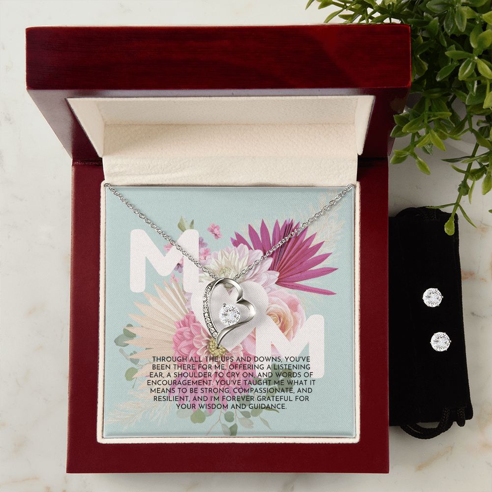 Pastel Floral Bouquet Mother's Day Card (1000 × 1000 px) forever love necklace with earrings bundle