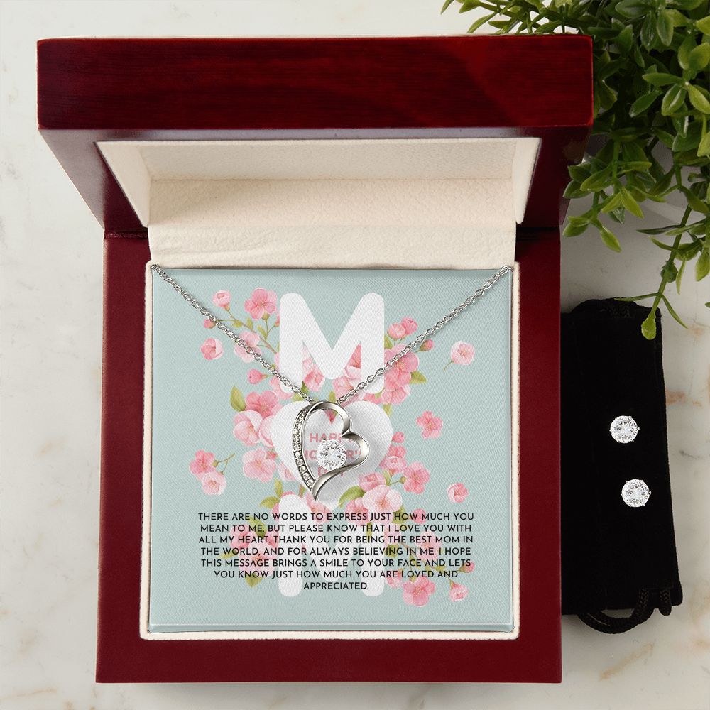 Blue and Pink Floral Spring Mother's Day Card (1000 × 1000 px) (1) forever love necklace with earrings bundle