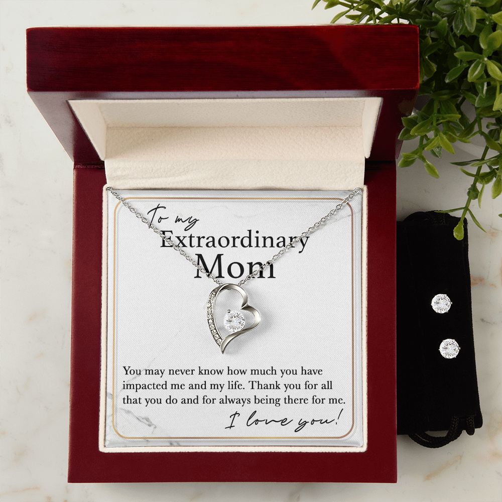 To My Extraordinary Mom forever love necklace with earrings bundle