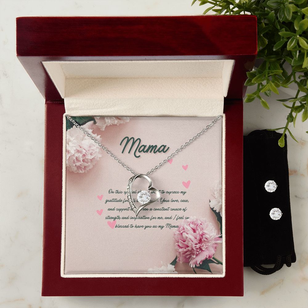 Pink Modern Mother's Day (Card (Landscape)) (1000 × 1000 px) forever love necklace with earrings bundle