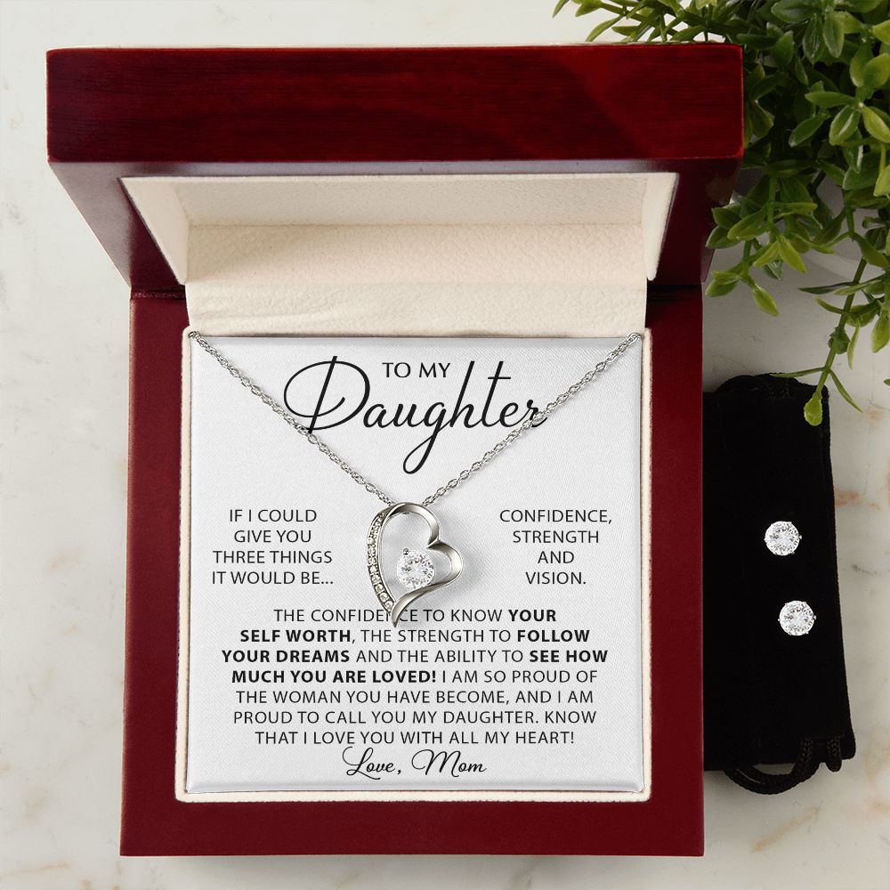 Forever And Always - To My Daughter forever love necklace with earrings bundle