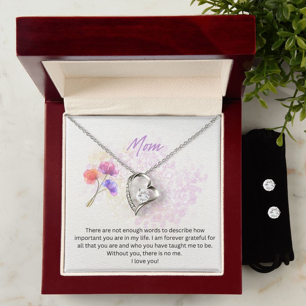 Purple Watercolor Minimalist Mother's Day Card (Square) (1000 × 1000 px) forever love necklace with earrings bundle