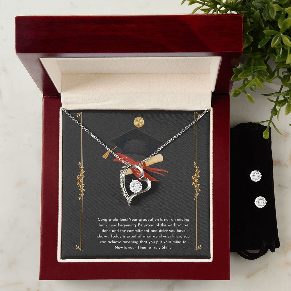 Black & gold modern Happy graduation Congratulations Card (1000 × 1000 px) forever love necklace with earrings bundle