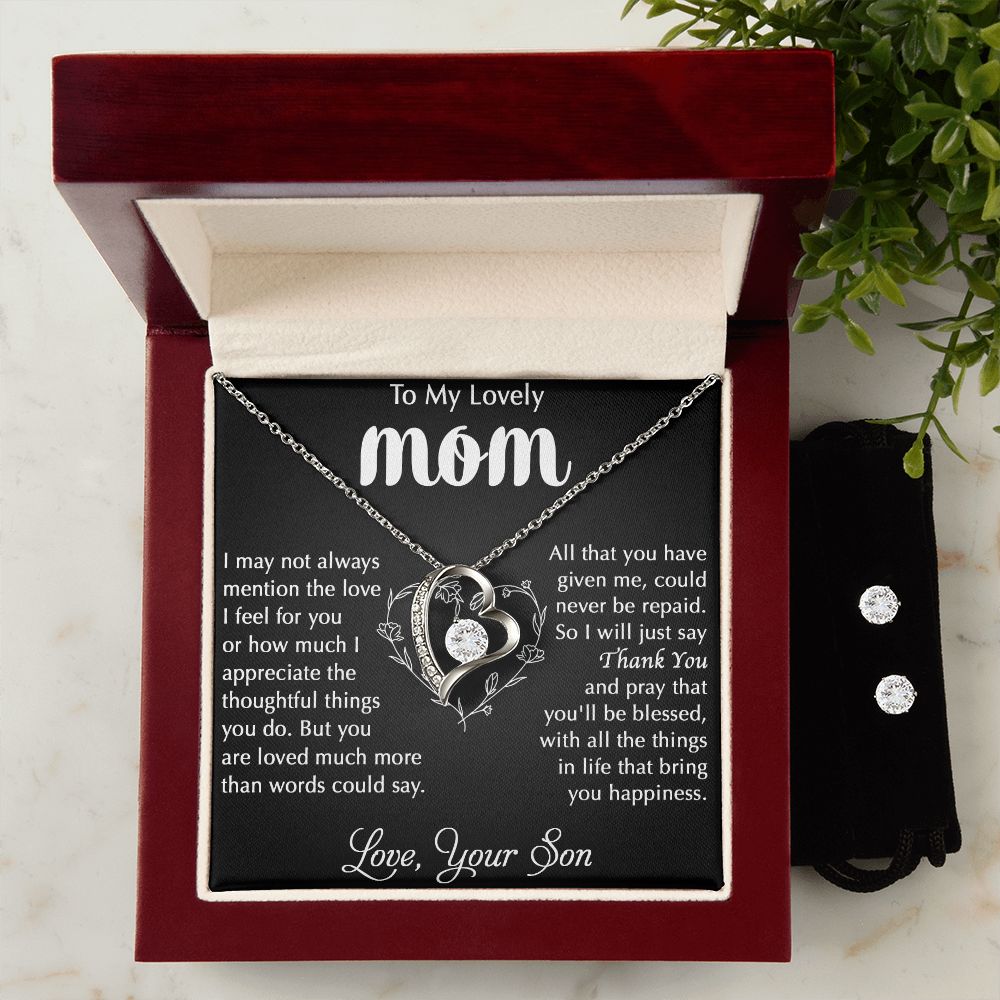 My Lovely Mom - I Appreciate The Thoughtful Things You Do forever love necklace with earrings bundle