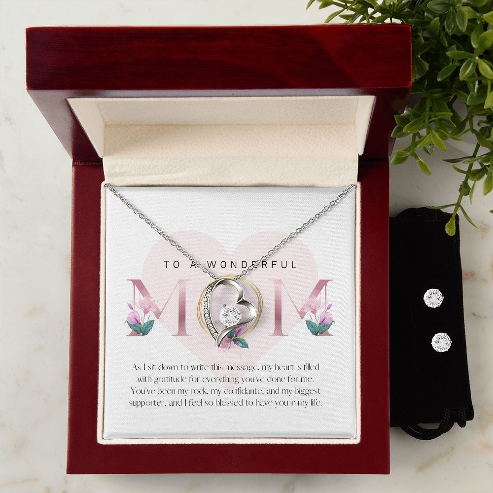 Elegant Pink Mother's Day Greeting (Card (Square)) (1000 × 1000 px) forever love necklace with earrings bundle