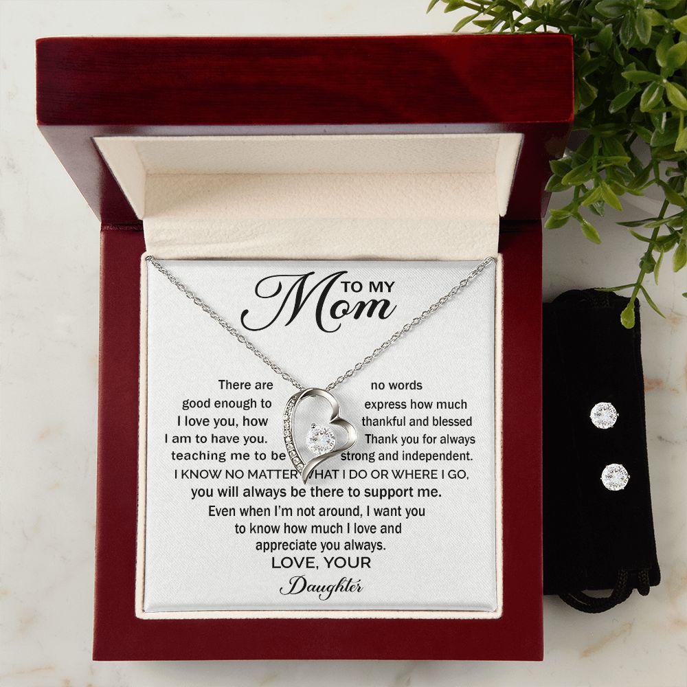 To My Mom - Appreciate You Always forever love necklace with earrings bundle