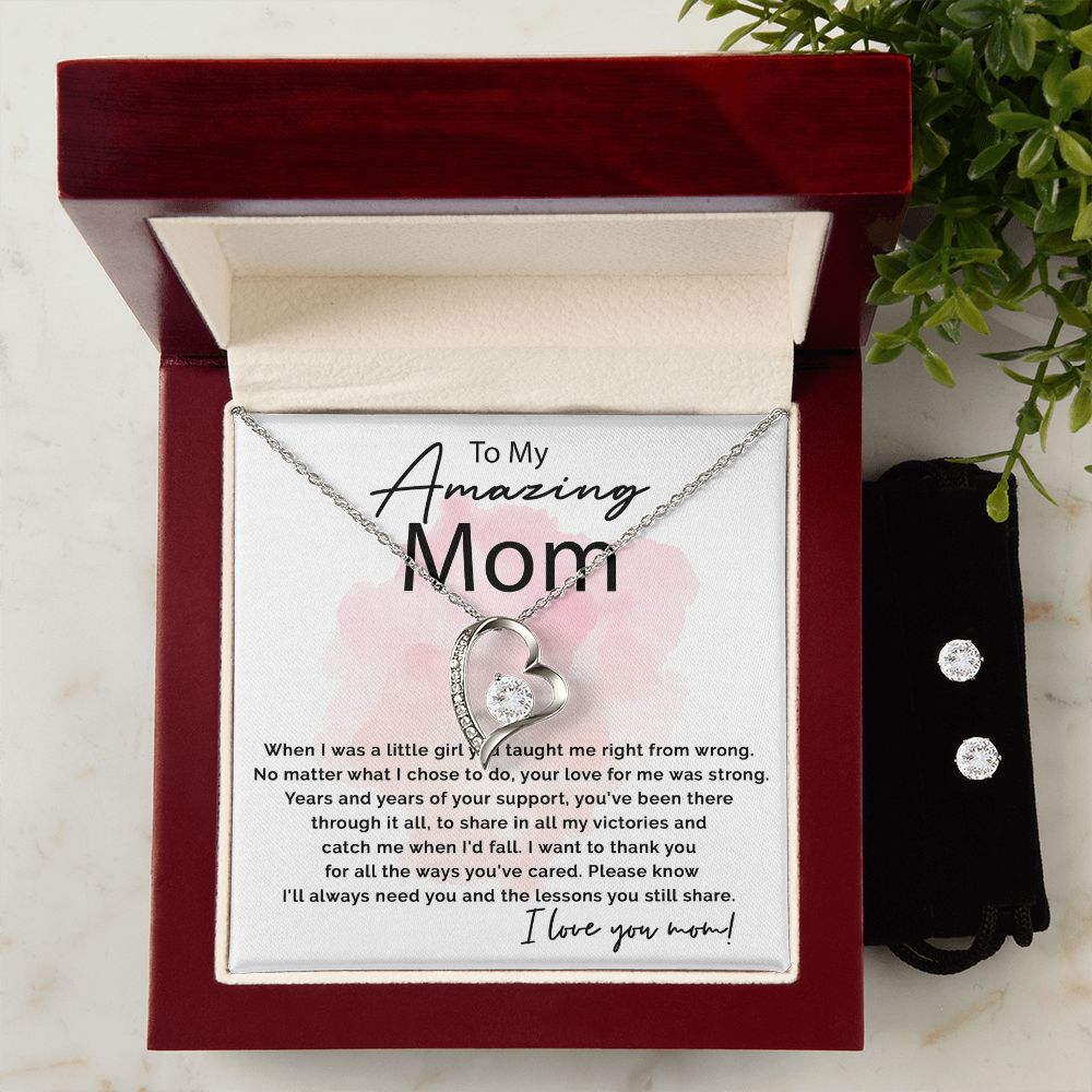 To My Amazing Mom - Thank You For All forever love necklace with earrings bundle