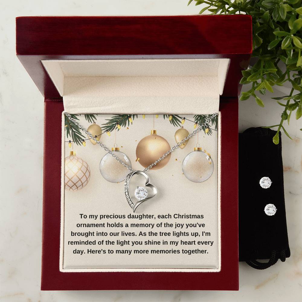 to my precious daughter-christmas forever love necklace with earrings bundle