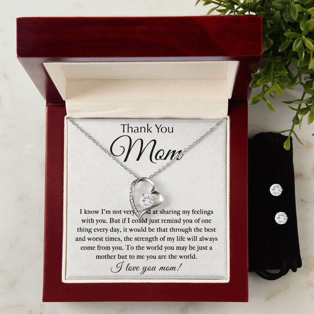 ThankYou Mom - You_re The World forever love necklace with earrings bundle