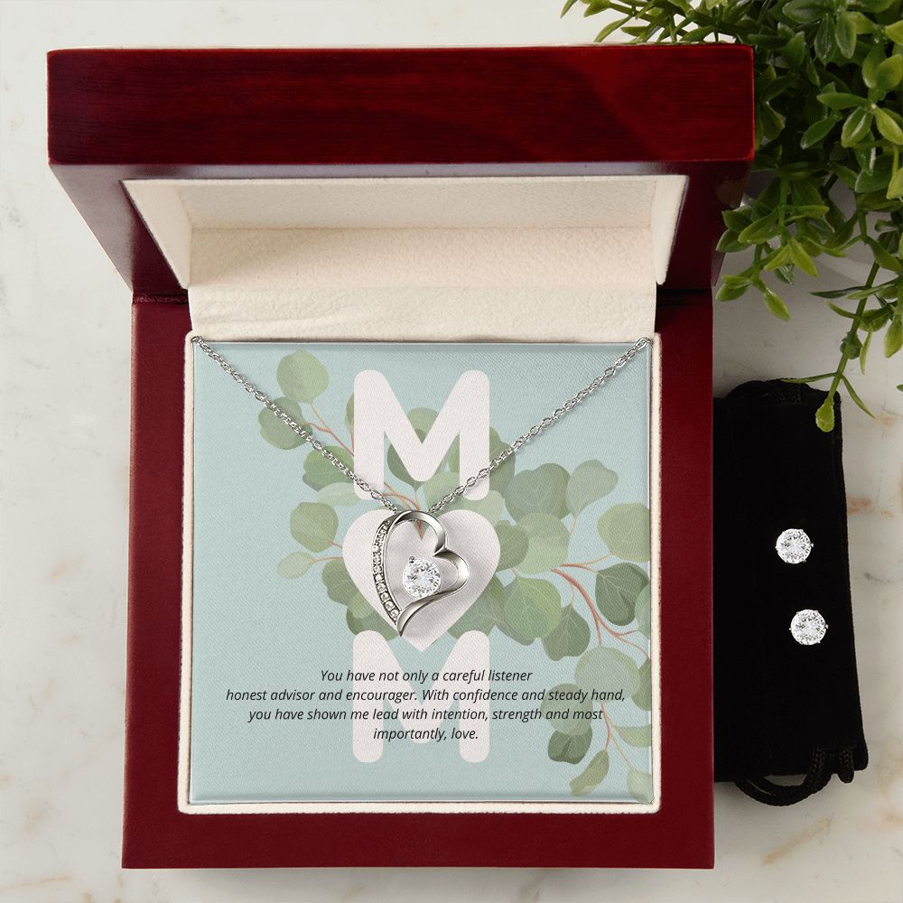 mom, you have not only a careful listener forever love necklace with earrings bundle