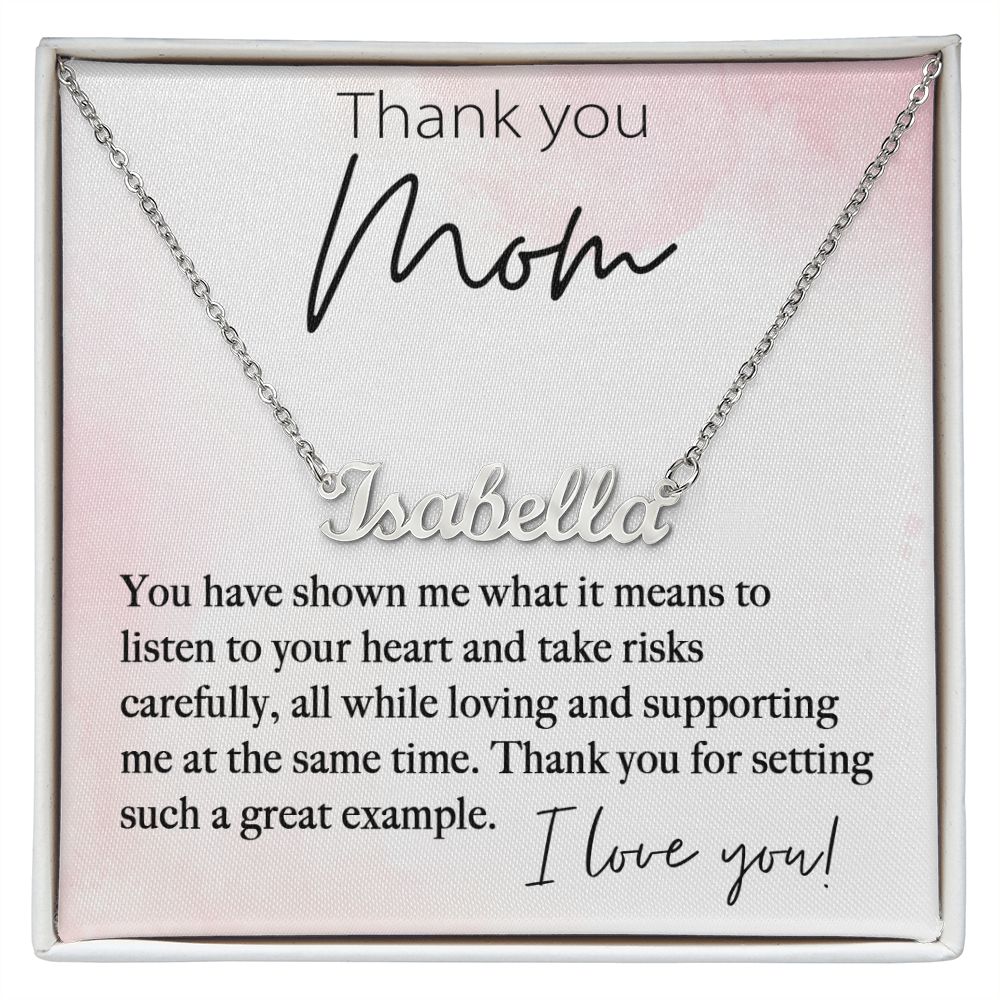 Thank You Mom custom name necklace