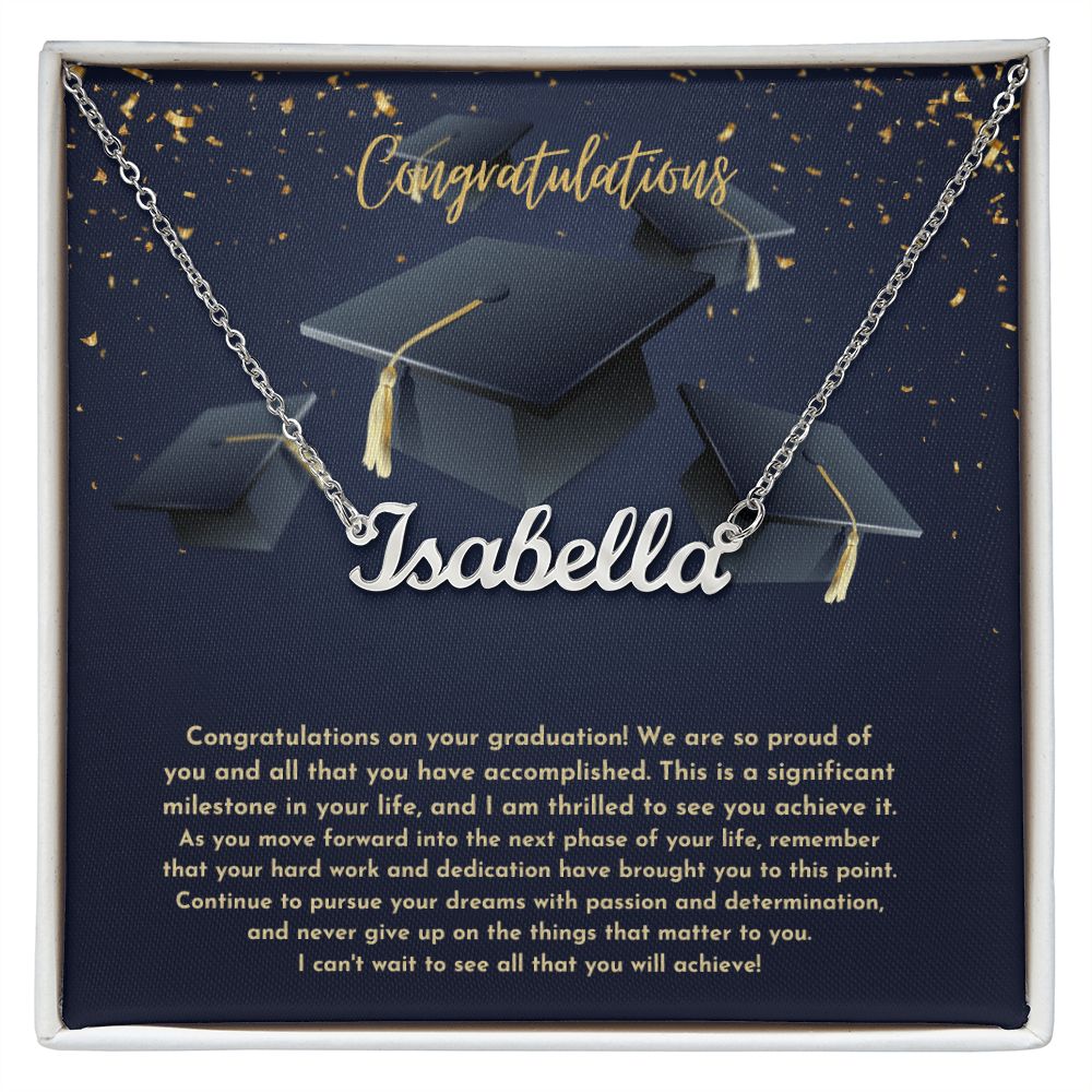 Black and Gold Holiday Congratulations Graduation Instagram Post (1000 × 1000 px) custom name necklace