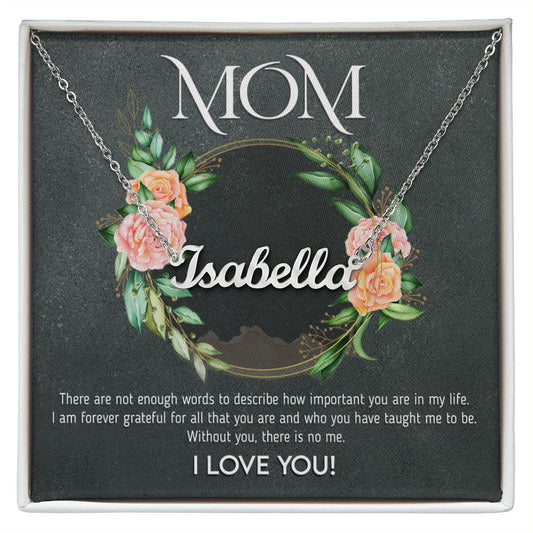 Mom - Not Enough Words custom name necklace