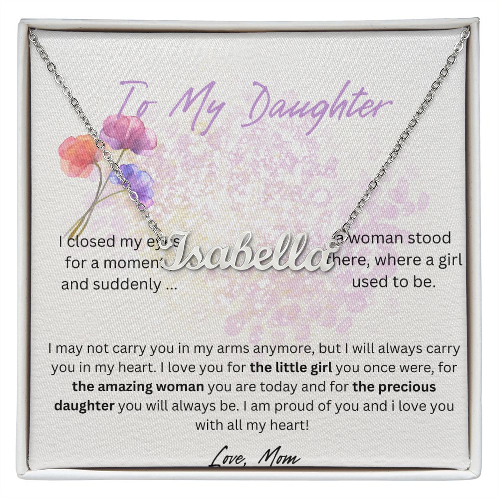 purple color minimalist daughter  custom name necklace