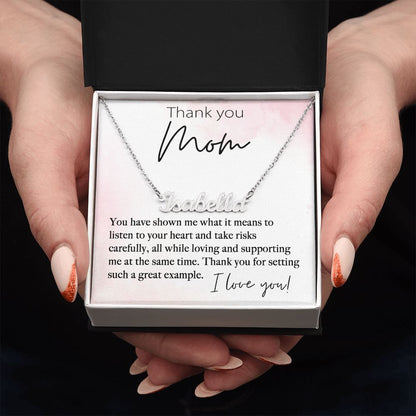 Thank You Mom custom name necklace