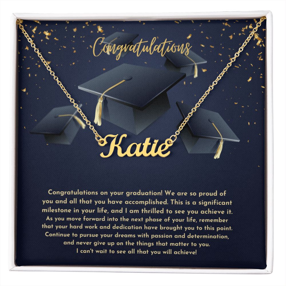 Black and Gold Holiday Congratulations Graduation Instagram Post (1000 × 1000 px) custom name necklace