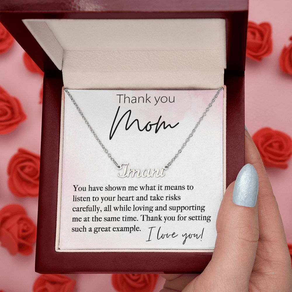 Thank You Mom custom name necklace