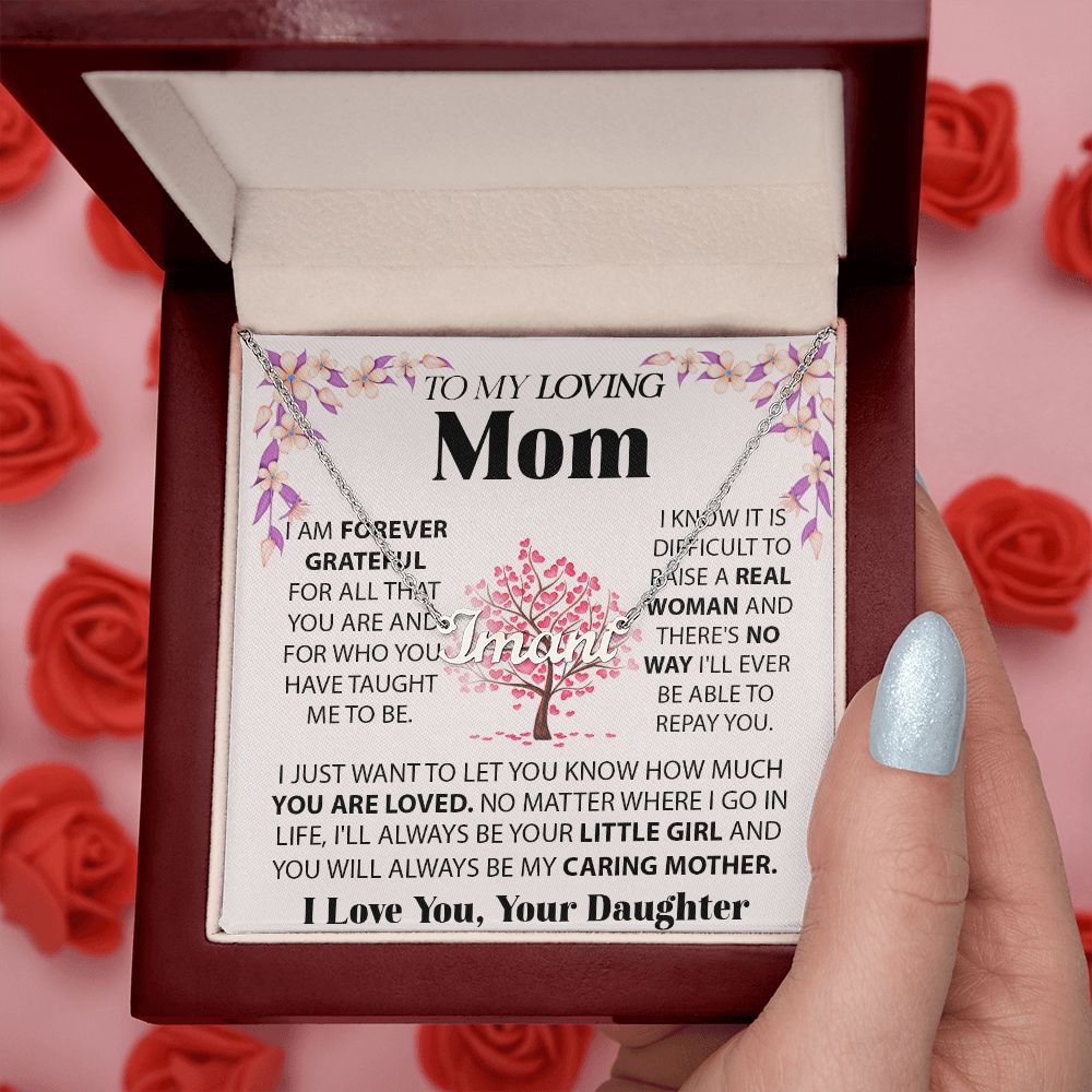 Loving Mom custom name necklace