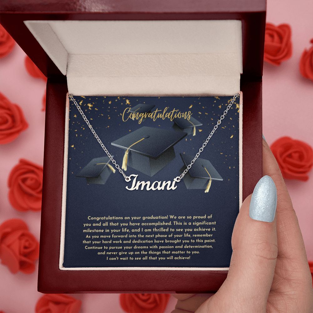 Black and Gold Holiday Congratulations Graduation Instagram Post (1000 × 1000 px) custom name necklace