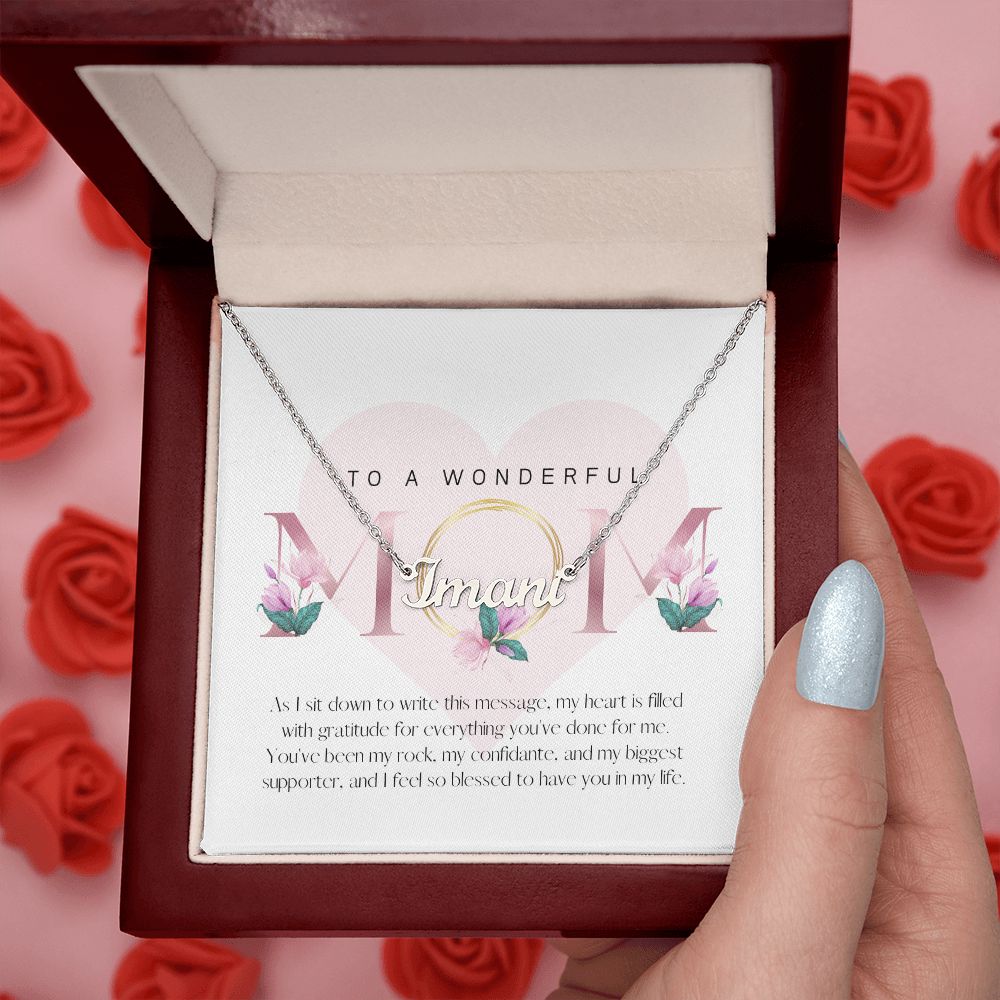 Elegant Pink Mother's Day Greeting (Card (Square)) (1000 × 1000 px) custom name necklace