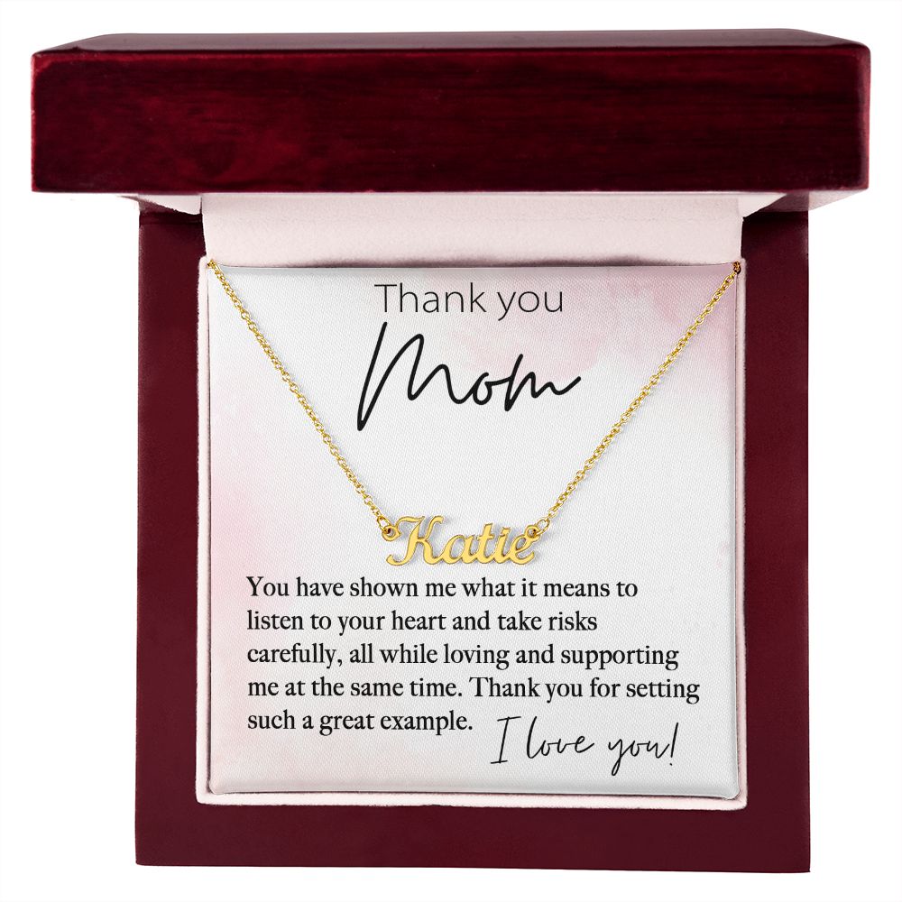 Thank You Mom custom name necklace