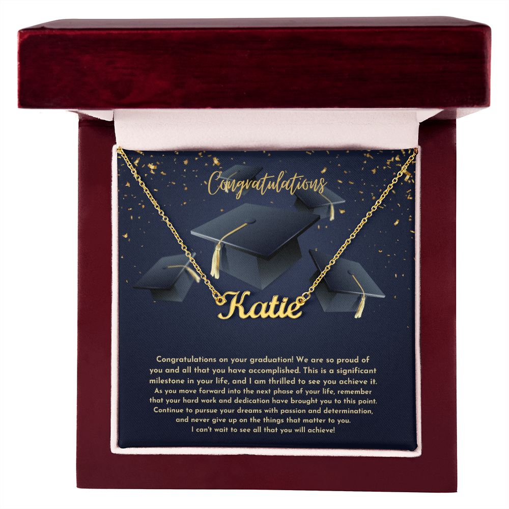 Black and Gold Holiday Congratulations Graduation Instagram Post (1000 × 1000 px) custom name necklace