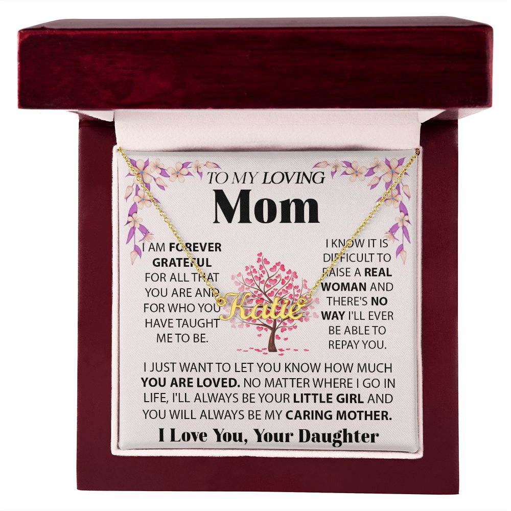 Loving Mom custom name necklace