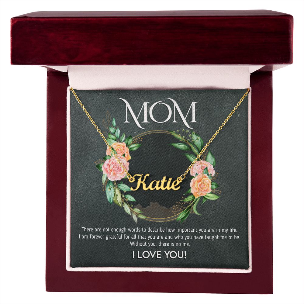 Mom - Not Enough Words custom name necklace