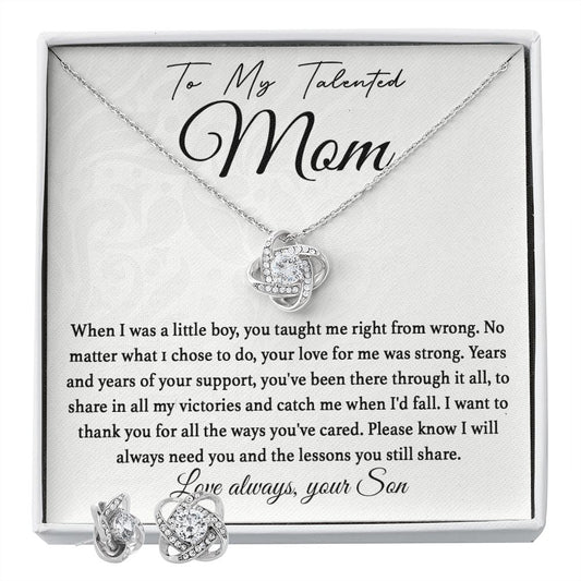 To My Talented Mom Love Knot and Earring set|Mom