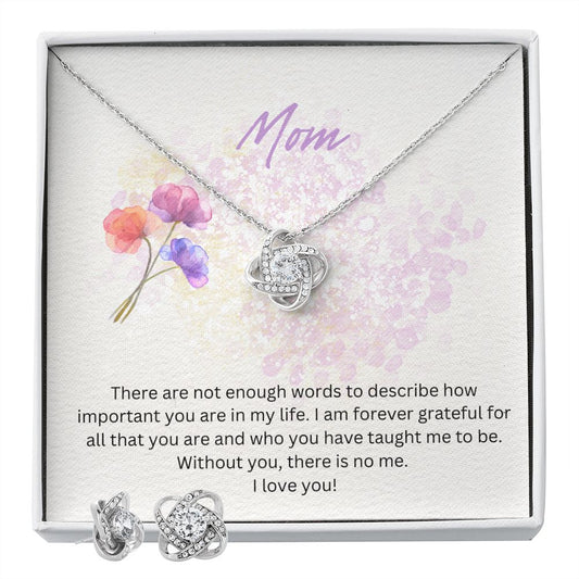 Purple Watercolor Minimalist Mother's Day Card (Square) (1000 × 1000 px) Love Knot and Earring set|Mom