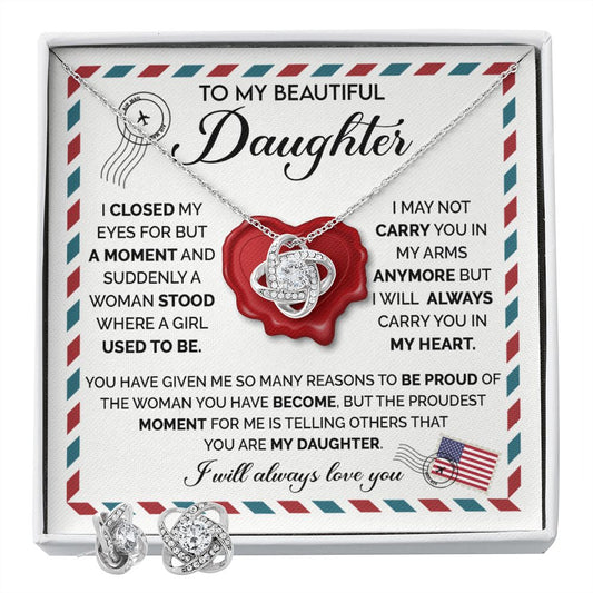 Beautiful Daughter - Closed My Eyes Love Knot and Earring set|Mom-daughter