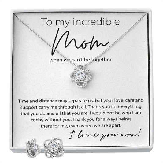 To My Incredible Mom Love Knot and Earring set|Mom