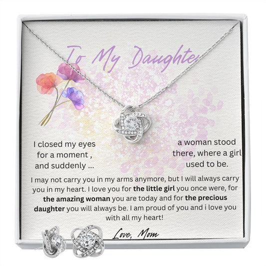daughter purple minimalist  Love Knot and Earring set|Mom-daughetr