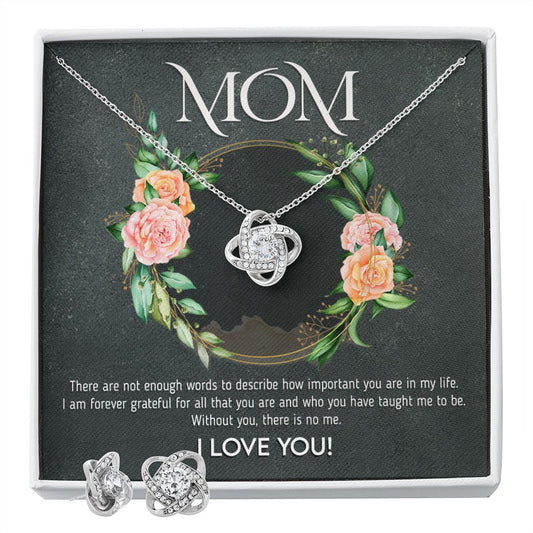 Mom - Not Enough Words Love Knot and Earring set|Mom