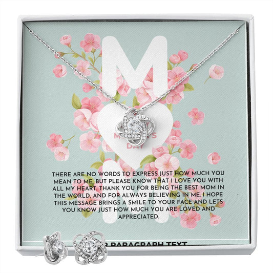 Blue and Pink Floral Spring Mother's Day Card (1000 × 1000 px) Love Knot and Earring set|Mom