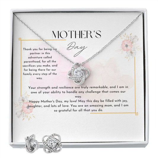 mother's day , for footprints Love Knot and Earring set|Mom