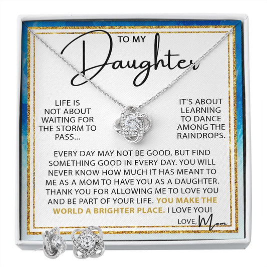To my Daughter from Mom| love knot necklace with earrings