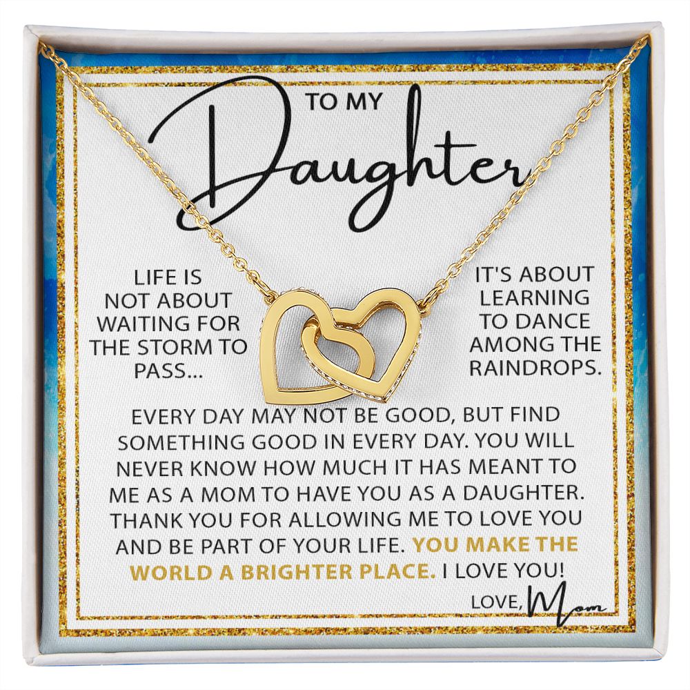 Dance In The Rain - To My Daughter interlocking hear necklace