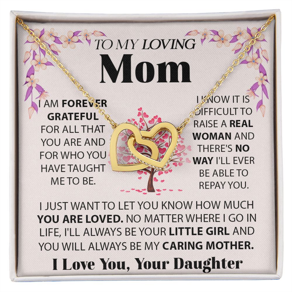 Loving Mom interlocking hear necklace