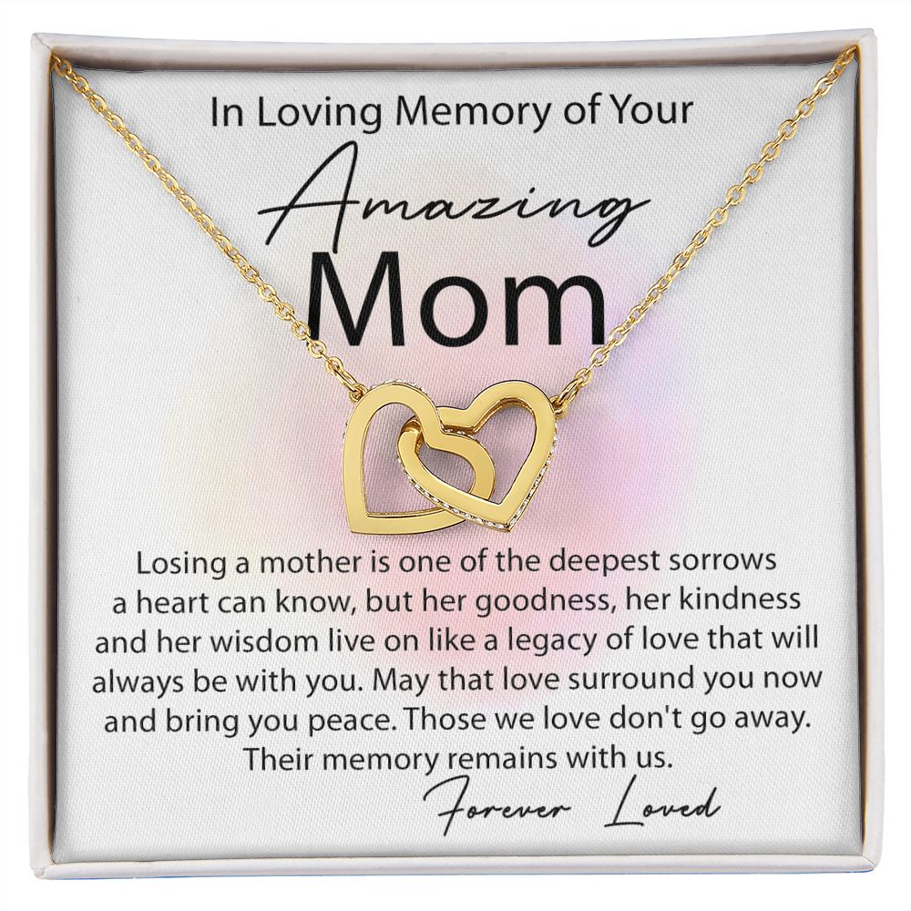 Loving Memory Mom interlocking hear necklace