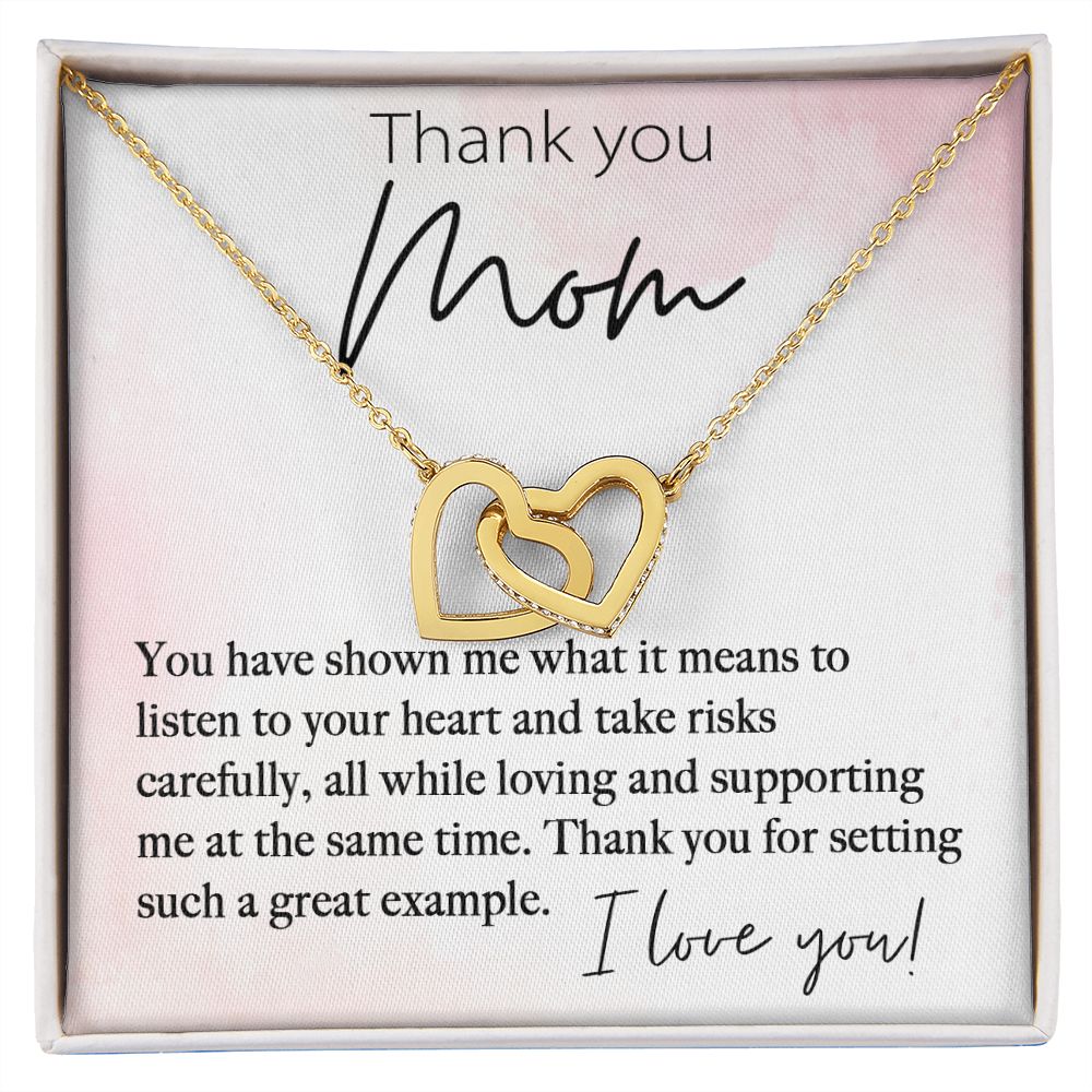 Thank You Mom interlocking hear necklace