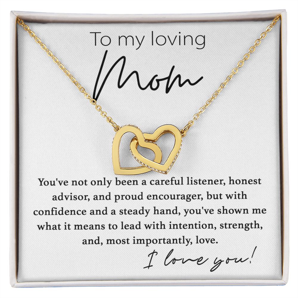To My Loving Mom interlocking hear necklace