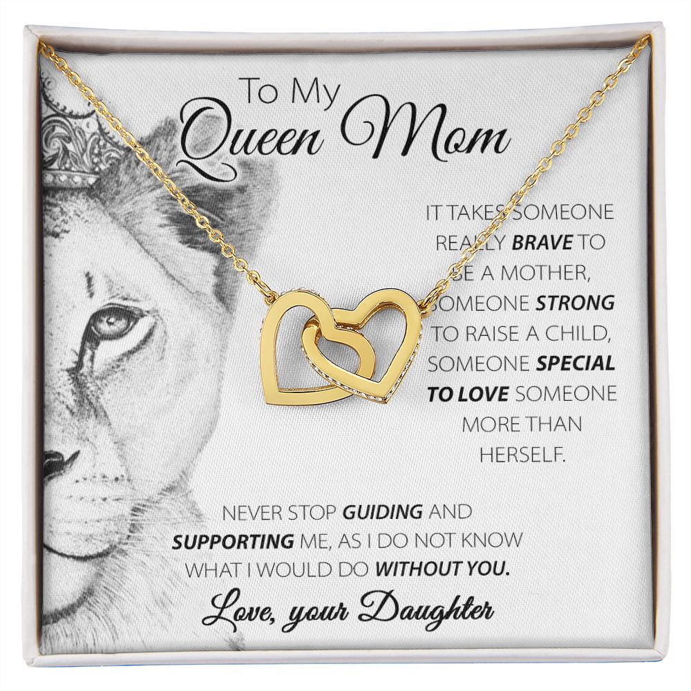 To My Queen Mom interlocking hear necklace