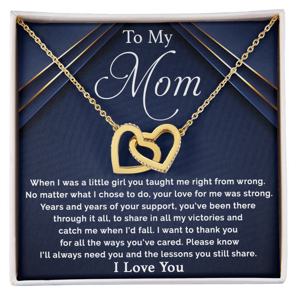 To My Mom - I Want To Thank You For All interlocking hear necklace