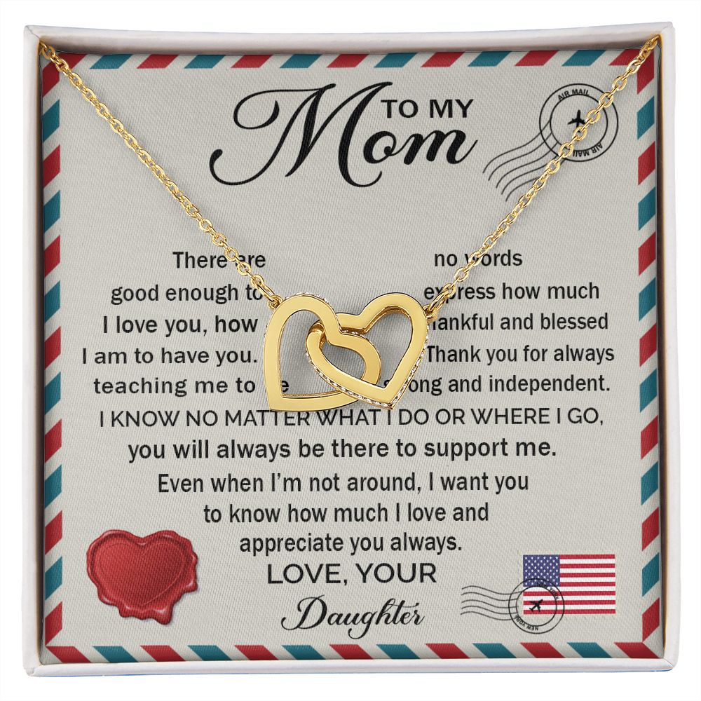 To My Mom - How Much I Love You 2 interlocking hear necklace