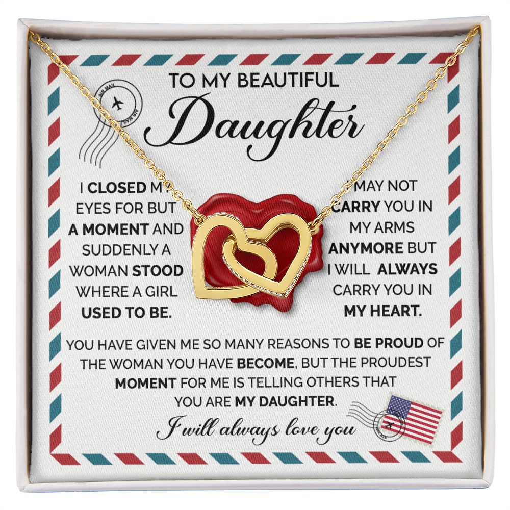 Beautiful Daughter - Closed My Eyes interlocking hear necklace