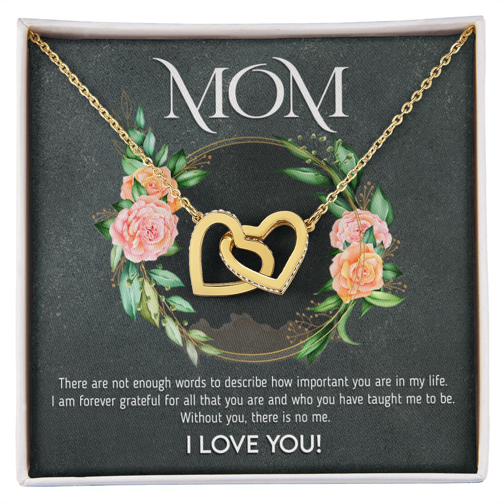 Mom - Not Enough Words interlocking hear necklace