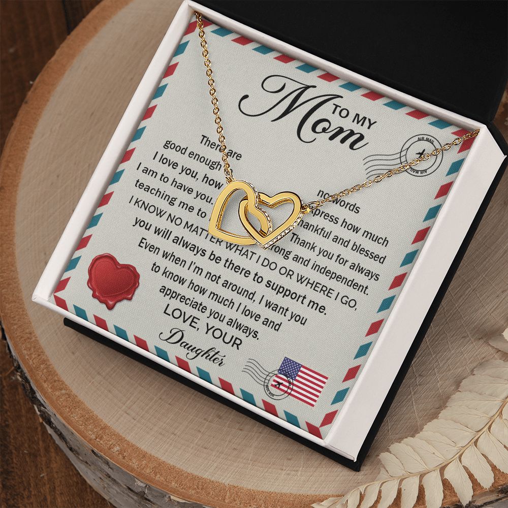 To My Mom - How Much I Love You 2 interlocking hear necklace